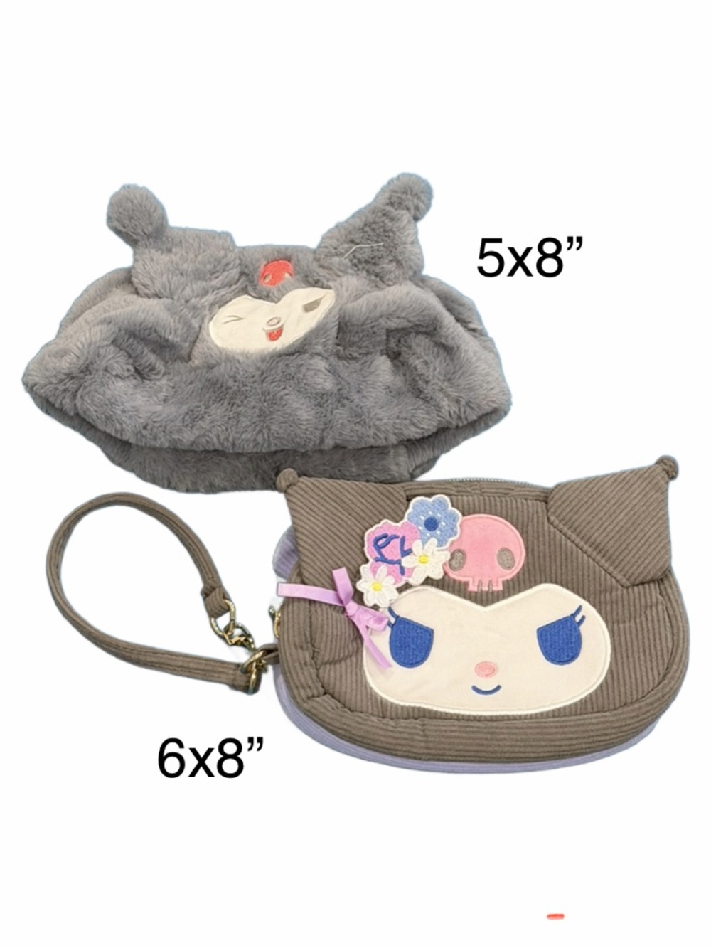 Kuromi Plush Fuzzy Bag and Wristlet Set